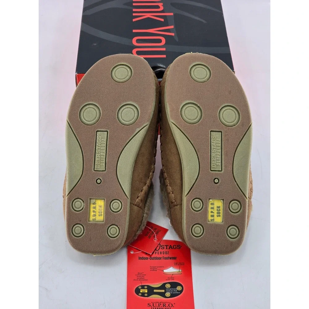 Deer Stags Lil Nordic Kids Size 13 Chestnut Suede Faux Fur Slippers - New